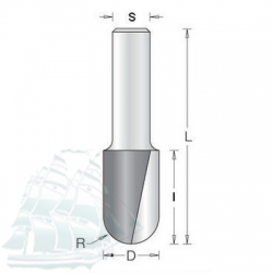 Фреза DIMAR галтельная удлинённая D3.2 L44 I9.5 S8 R1.6 (1060015)